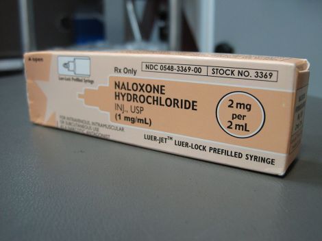 Naloxone for intravenous administration. Image by Intropin (Own work) [CC-BY-3.0 (http://creativecommons.org/licenses/by/3.0)], via Wikimedia Commons.